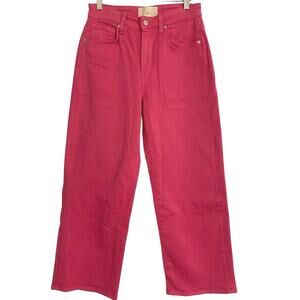 CQY High Rise Cropped Wide Leg Pink Barbie colorful Preppy Jeans Women Size 26